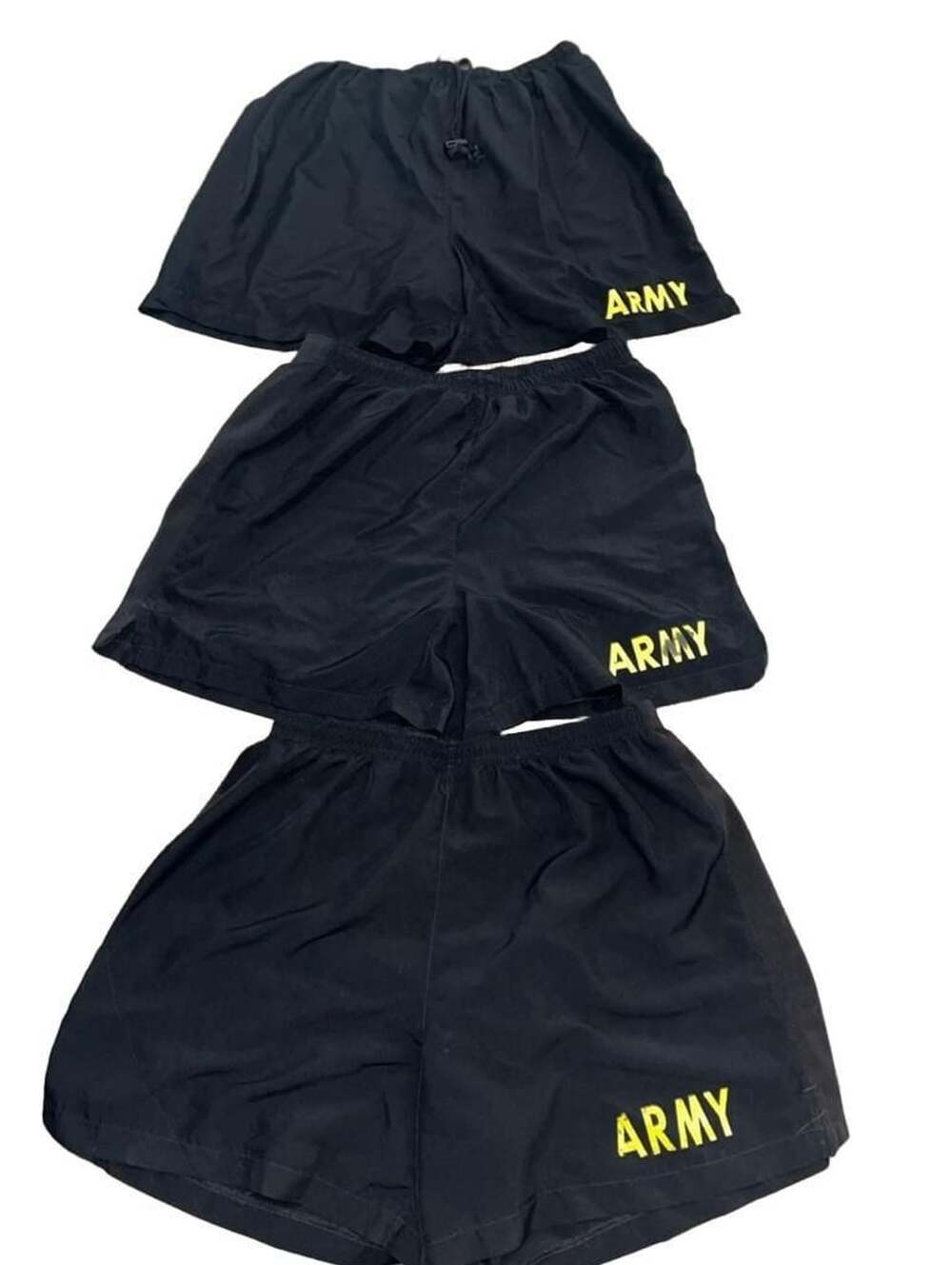 US Military APFU Army Physical Fitness Uniform Black Athletic Shorts Lot of 3
